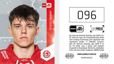 DEL 2023-24 Citypress Sticker - No 096 - Bennet Roßmy