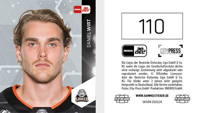 DEL 2023-24 Citypress Sticker - No 110 - Daniel Wirt