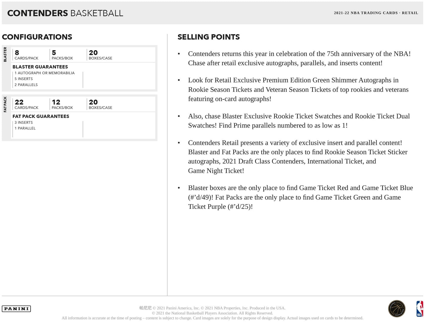 NBA 2021-22 Panini Contenders - Jumbo Box