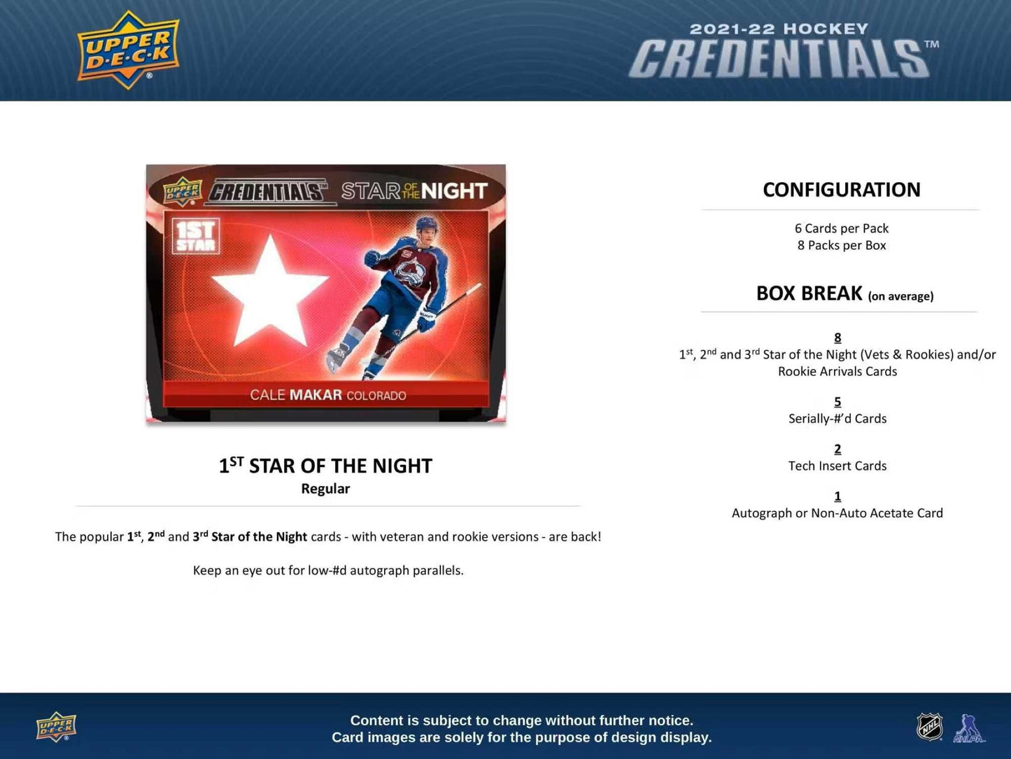 NHL 2021-22 Upper Deck Credentials - Box