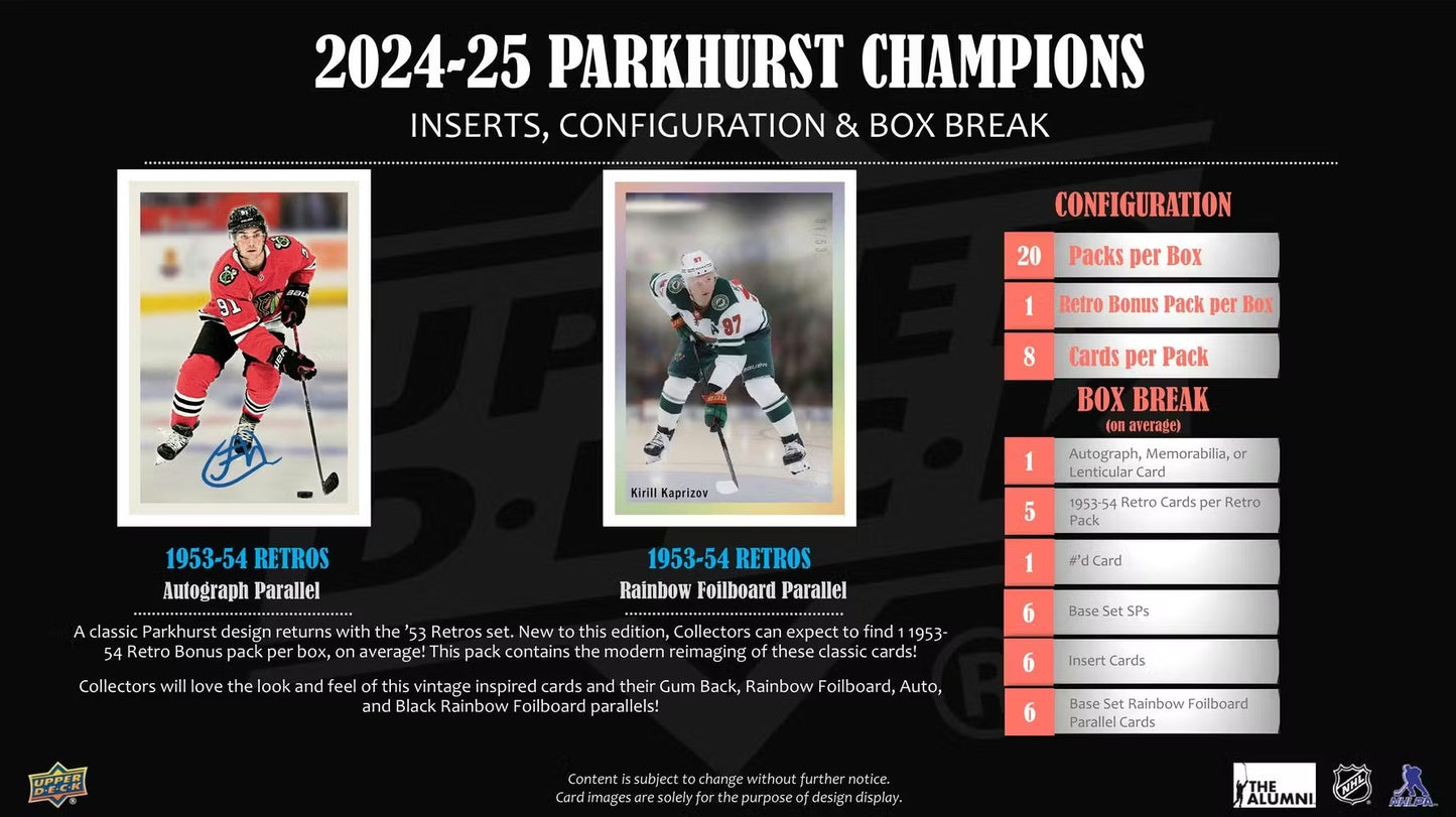 NHL 2024-25 Parkhurst Champions Hobby Box
