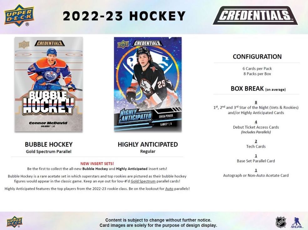 NHL 2022-23 Upper Deck Credentials