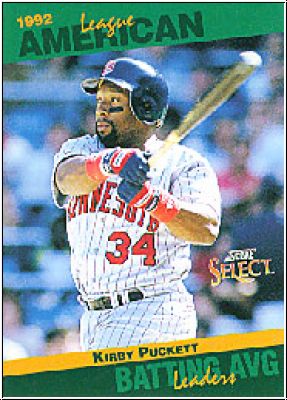 MLB 1993 Select Stat Leaders - No 2 of 90 - Kirby Puckett
