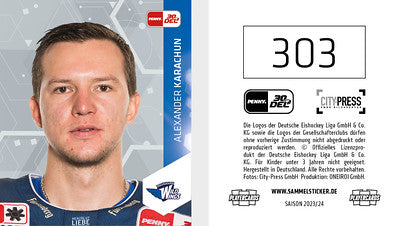 DEL 2023-24 Citypress Sticker - No 303 - Alexander Karachun
