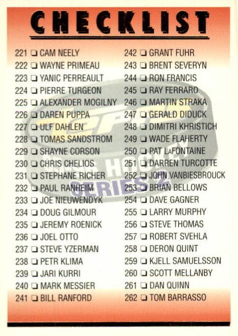 NHL 1995/96 Topps - No 384 - Checklist