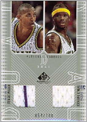 NBA 2002 / 03 SP Game Used Authentic Fabrics Dual - RM/JO-J - Reggie Miller / Jermaine O'Neal