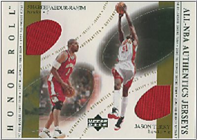 NBA 2001 / 02 Upper Deck Honor Roll All-NBA Authentic Jerseys Combos - No 9 - Shareef Abdur-Rahim / Jason Terry