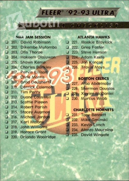 NBA 1992-93 Ultra - No 373 - Checklist