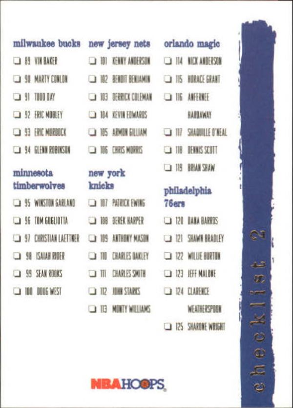 NBA 1995-96 Hoops - No 249 - Checkliste