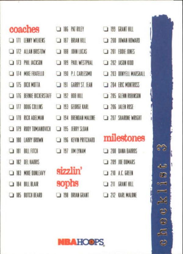 NBA 1995-96 Hoops - No 250 - Checkliste