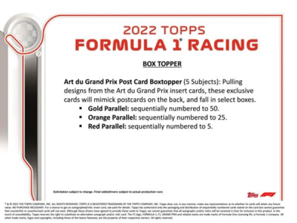 Racing 2022 Topps Formula 1 Hobby - Box