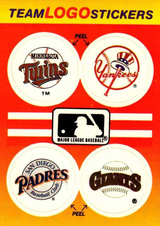 MLB 1991 Fleer Team Logo Stickers - No 47 - Minnesota Twins / New York Yankees / San Diego Padres / San Francisco Giants