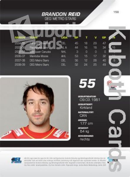 DEL 2009/10 CityPress Premium Silver - No 158 - Brandon Reid