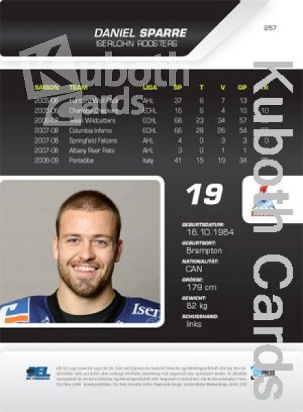 DEL 2009 / 10 CityPress Premium Silver - No 257 - Daniel Sparre