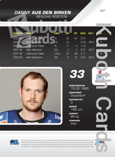 DEL 2009 / 10 CityPress Premium Silver - No 247 - Danny from the Birches