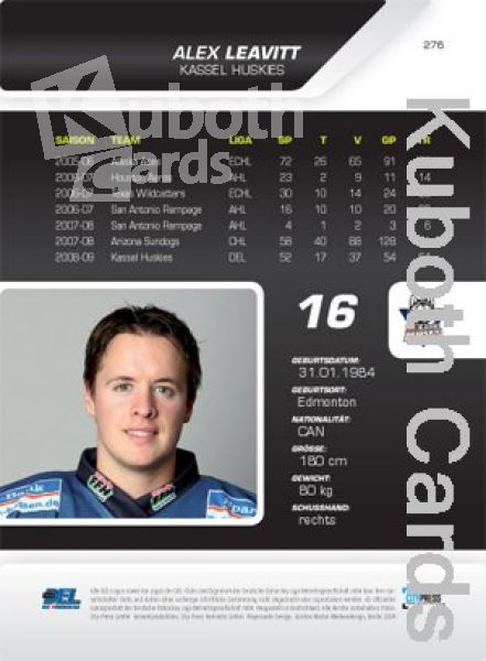 DEL 2009/10 CityPress Premium Bronze - No 276 - Alex Leavitt