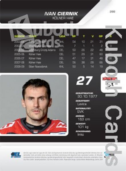 DEL 2009/10 CityPress Premium Bronze - No 299 - Ivan Ciernik