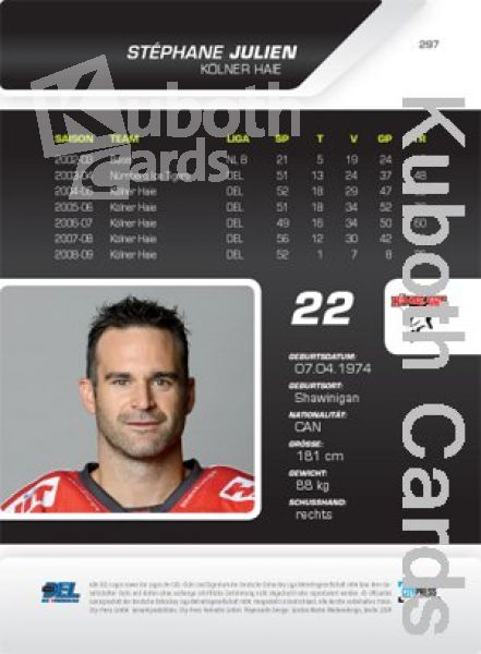 DEL 2009 / 10 CityPress Premium Silver - No 297 - Stéphane Julien