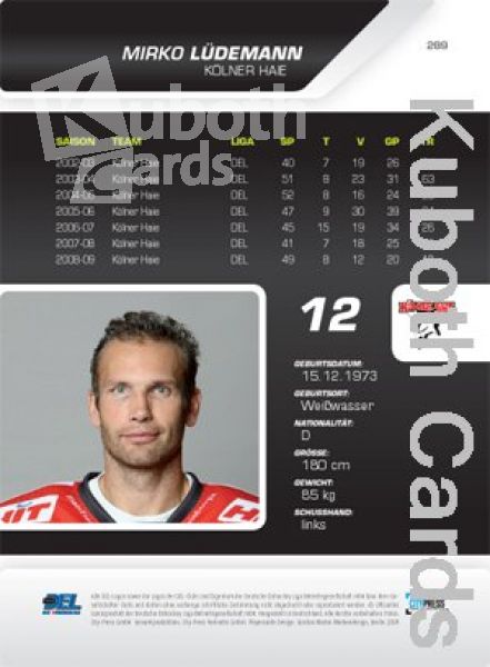 DEL 2009 / 10 CityPress Premium Bronze - No 289 - Mirko Lüdemann