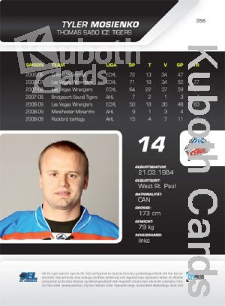 DEL 2009/10 CityPress Premium Silver - No 356 - Tyler Mosienko