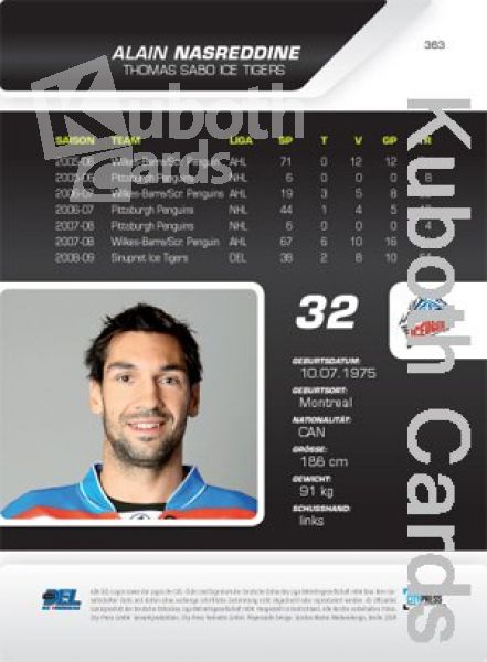 DEL 2009/10 CityPress Premium Bronze - No 363 - Alain Nasreddine