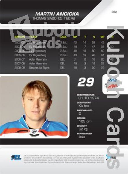 DEL 2009/10 CityPress Premium Bronze - No 362 - Martin Ancicka