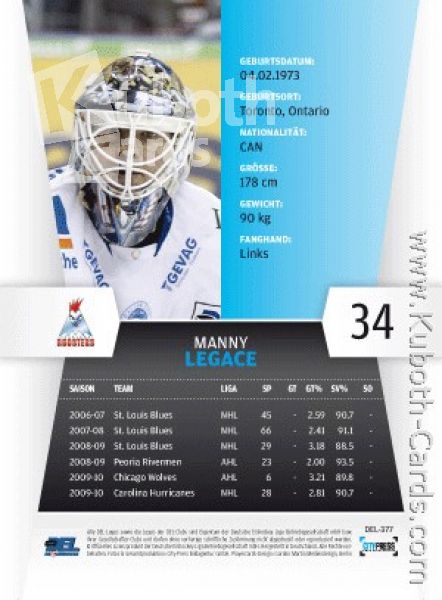 DEL 2010 / 11 CityPress - No 377 - Manny Legace