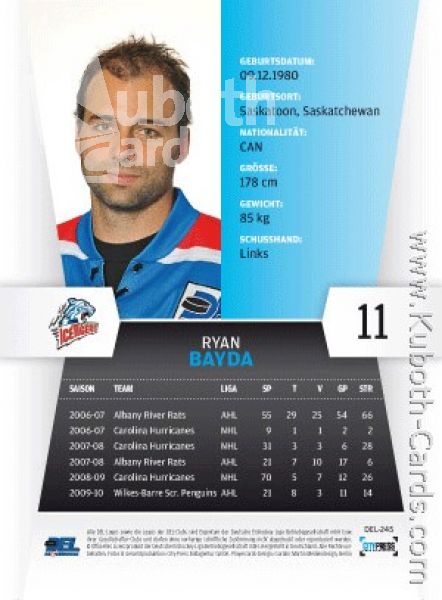 DEL 2010 / 11 CityPress - No 245 - Ryan Bayda