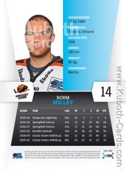 DEL 2010 / 11 CityPress - No 289 - Norm Milley