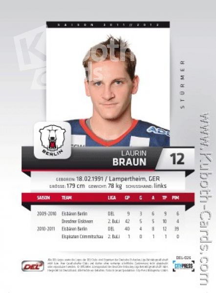 DEL 2011 / 12 CityPress - No 026 - Laurin Braun