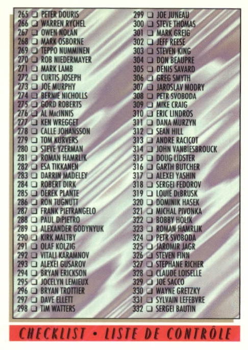 NHL 1993-94 OPC Premier - No 527 - Checklist