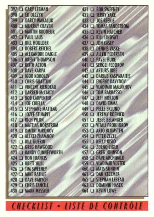 NHL 1993-94 OPC Premier - No 528 - Checklist