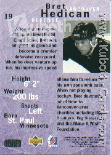 NHL 1995 / 96 Be A Player - No 19 - Bret Hedican
