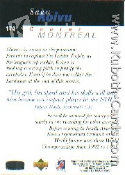 NHL 1995/96 Be A Player - No 174 - Saku Koivu