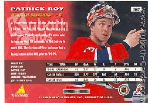 NHL 1995/96 Pinnacle - No. 169 - Patrick Roy