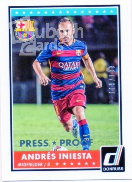 Fus 2015-16 Donruss Press Proof Silver - No 72 - Andres Iniesta