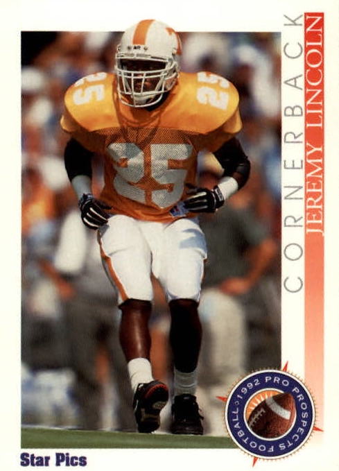 NFL 1992 Star Pics - No 72 - Jeremy Lincoln