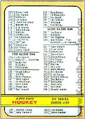 NHL 1972-73 O-Pee-Chee - No 334A - Checklist