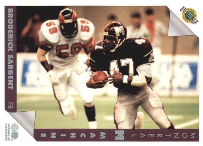 NFL 1992 Ultimate WLAF - No 87 - Broderick Sargent