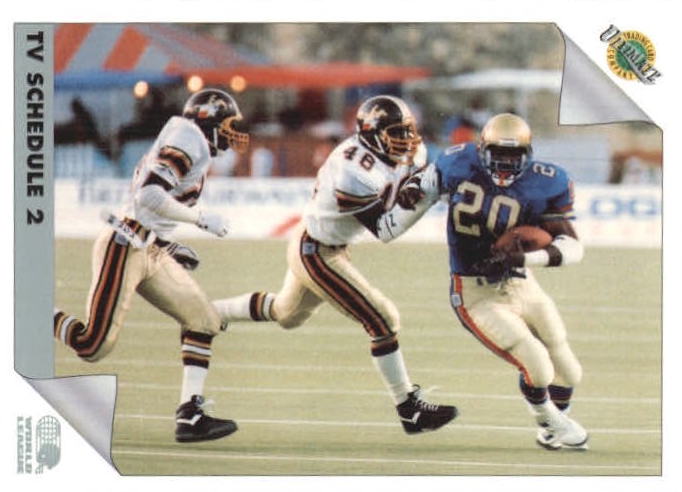 NFL 1992 Ultimate WLAF - No 92 - TV Schedule 2