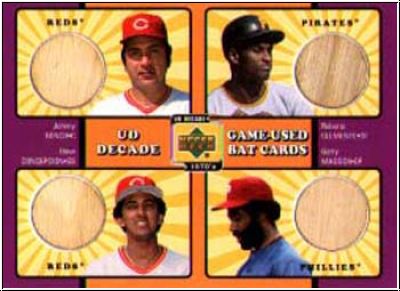 MLB 2001 Upper Deck Decade 1970´s Game Bat Combos - No C-GGN - Johnny Bench / Roberto Clemente / Dave Concepcion / Garry Maddox