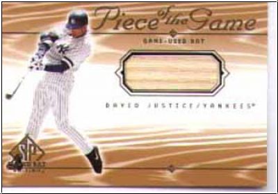 MLB 2001 SP Game Bat Edition Piece of the Game - No DJ - David Justice