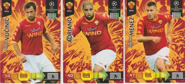Football 2010-11 Panini Adrenalyn XL Champions League - No 252 - 263 - complete basic set AS Roma