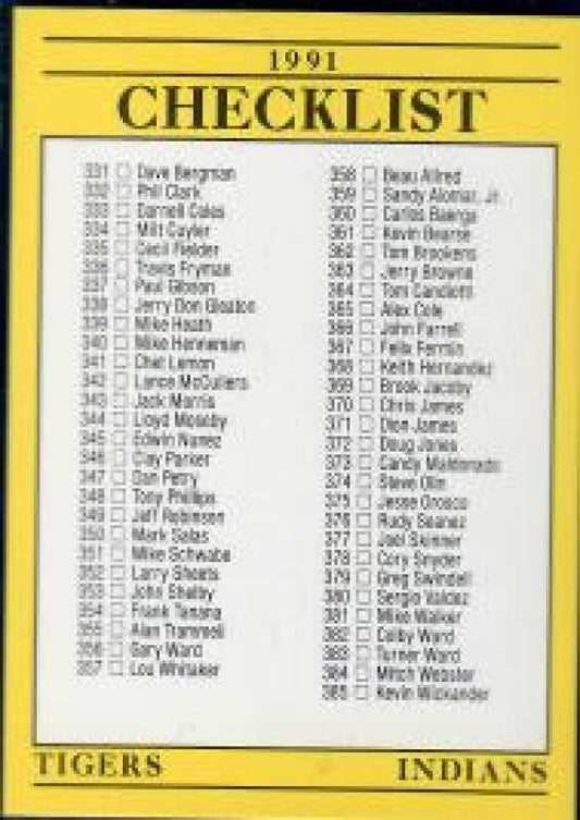 MLB 1991 Fleer - No 717 - Checklist