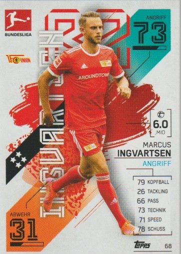 Fussball 2021-22 Topps Match Attax - No 68 - Marcus Ingvartsen