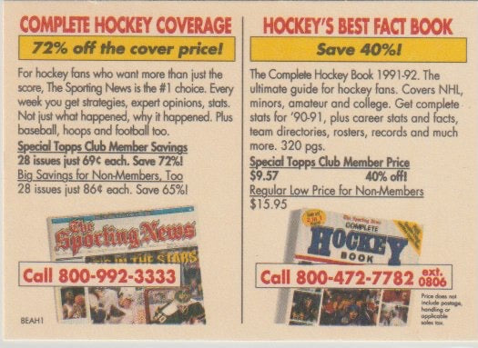 Div NHL - No NN0 - Werbung für speziellen Topps Mitgliederclub