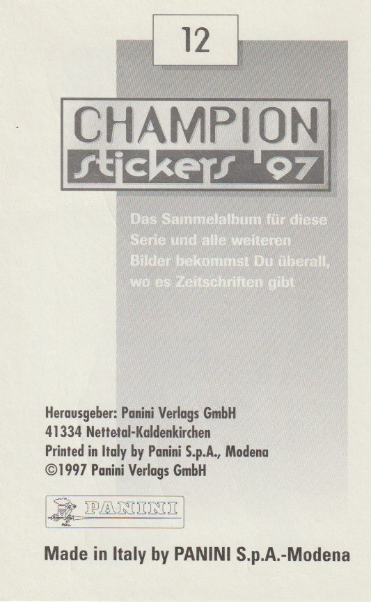Fussball 1997 Panini Champion Stickers  - No 12 - Giovanne Elber