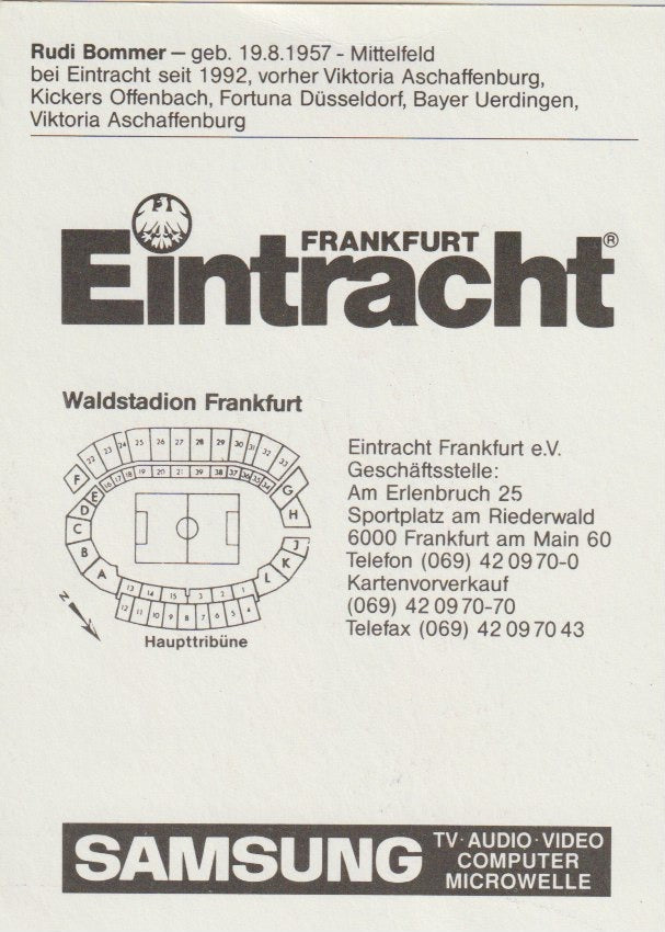 Fussball - Autogramm - Rudi Bommer