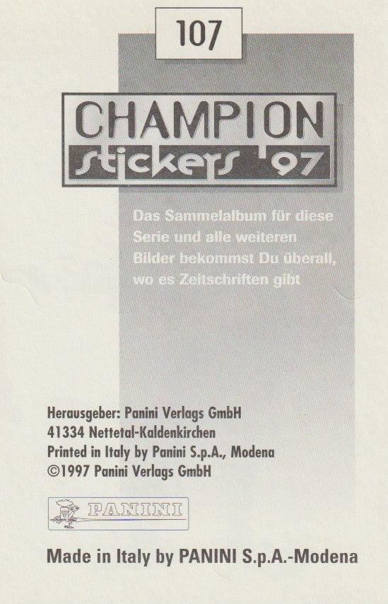 Fussball 1997 Panini Champion Stickers - No 107 - Andreas Möller