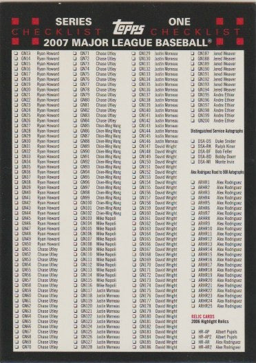 MLB 2007 Topps - No 3 of 3 - Checklist